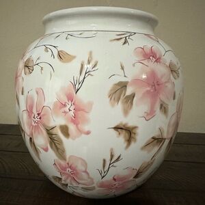 My Texas house 8” pink floral ceramic vase